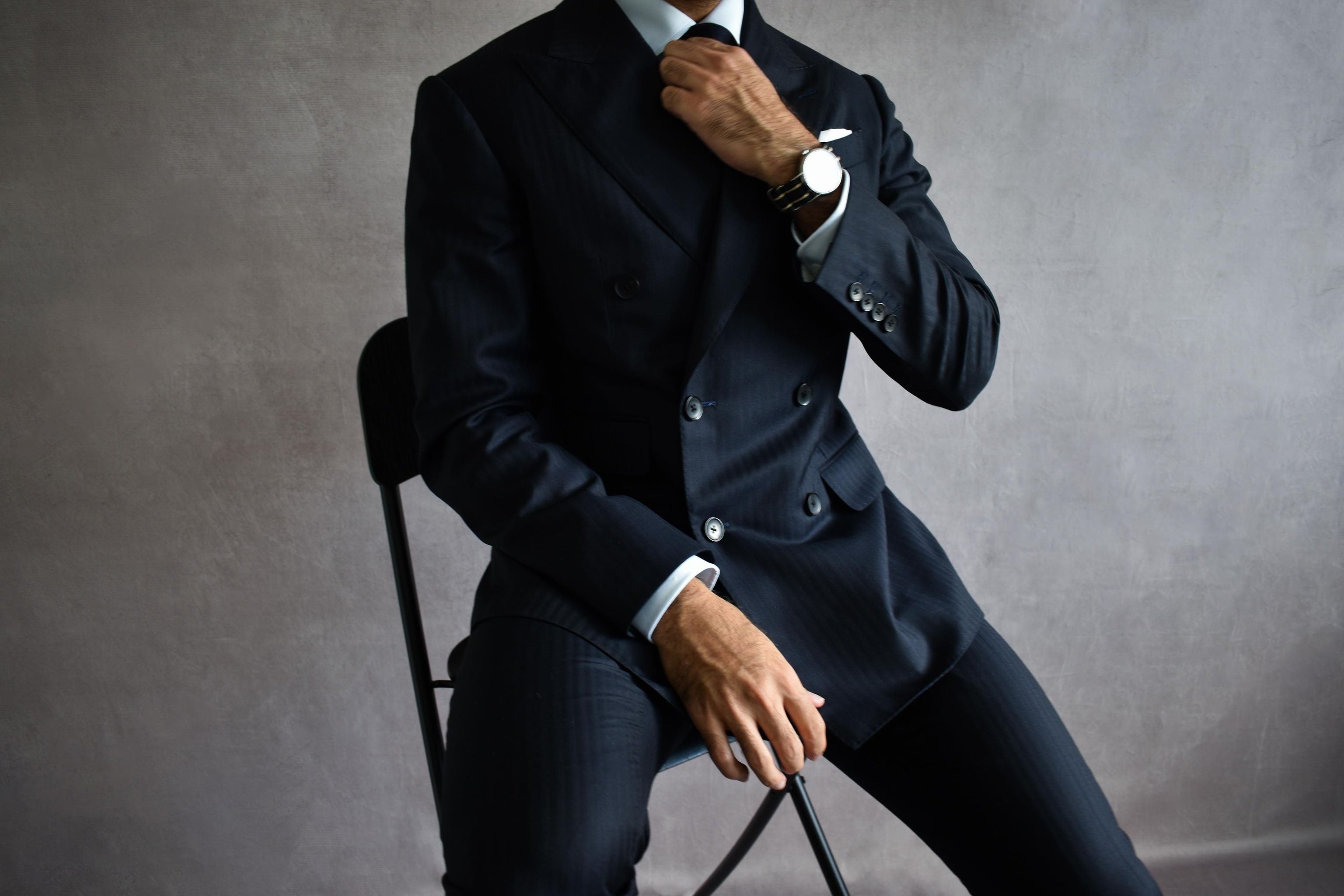 Navy Single Breasted Wool Suit