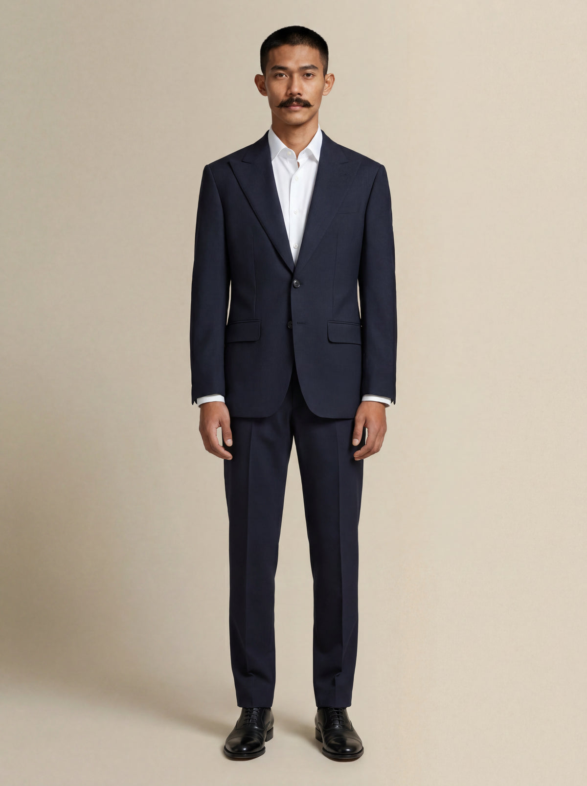 Navy Single Breasted Wool Suit