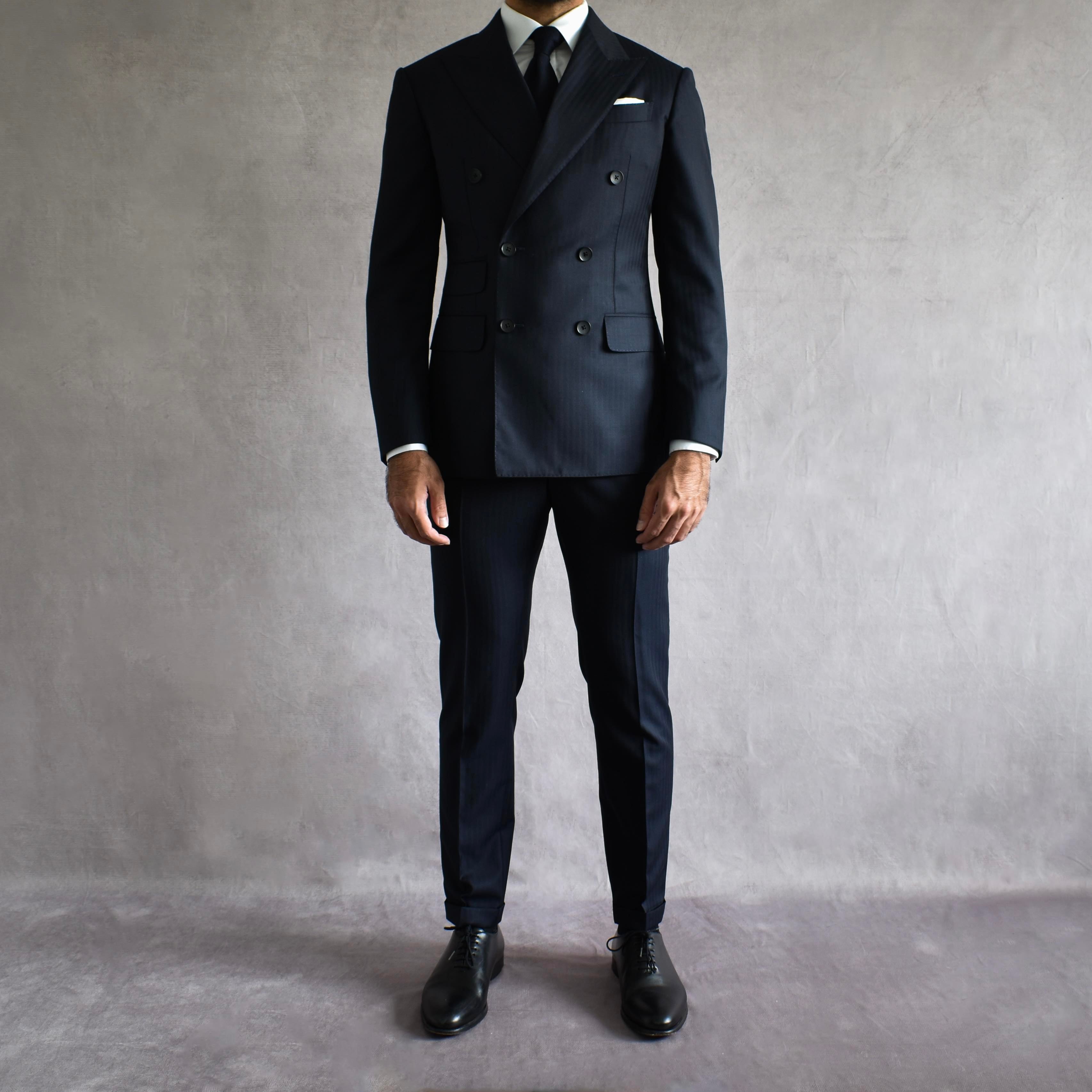 Navy Single Breasted Wool Suit